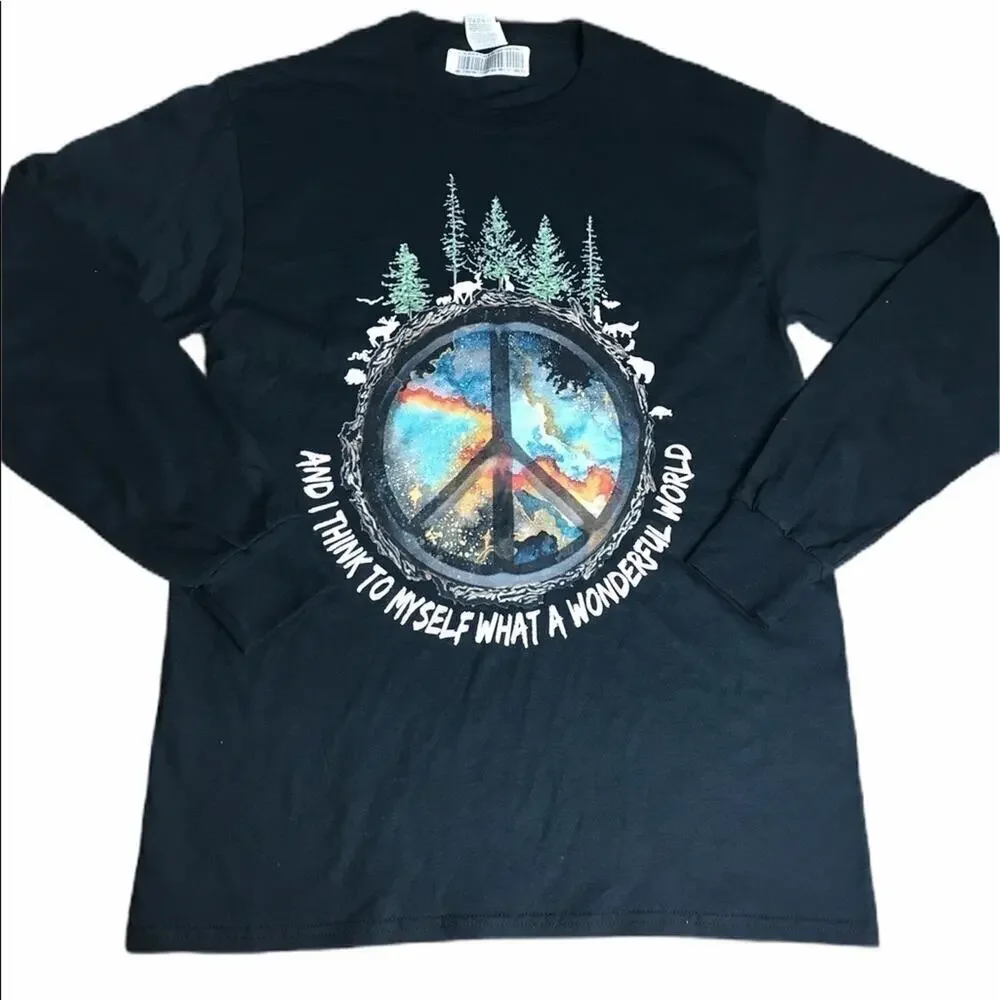 What a Wonderful World Long Sleeve Graphic Shirt M